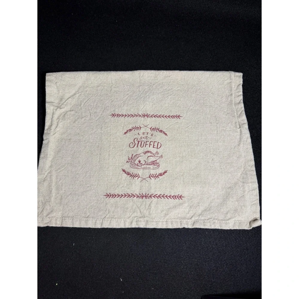 Thanksgiving Let's Get Stuffed Turkey Tea Towel Oatmeal Linen‎ Kitchen Decor
